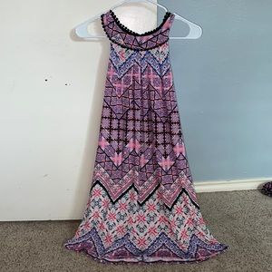 Pink patterned halter dress, size large